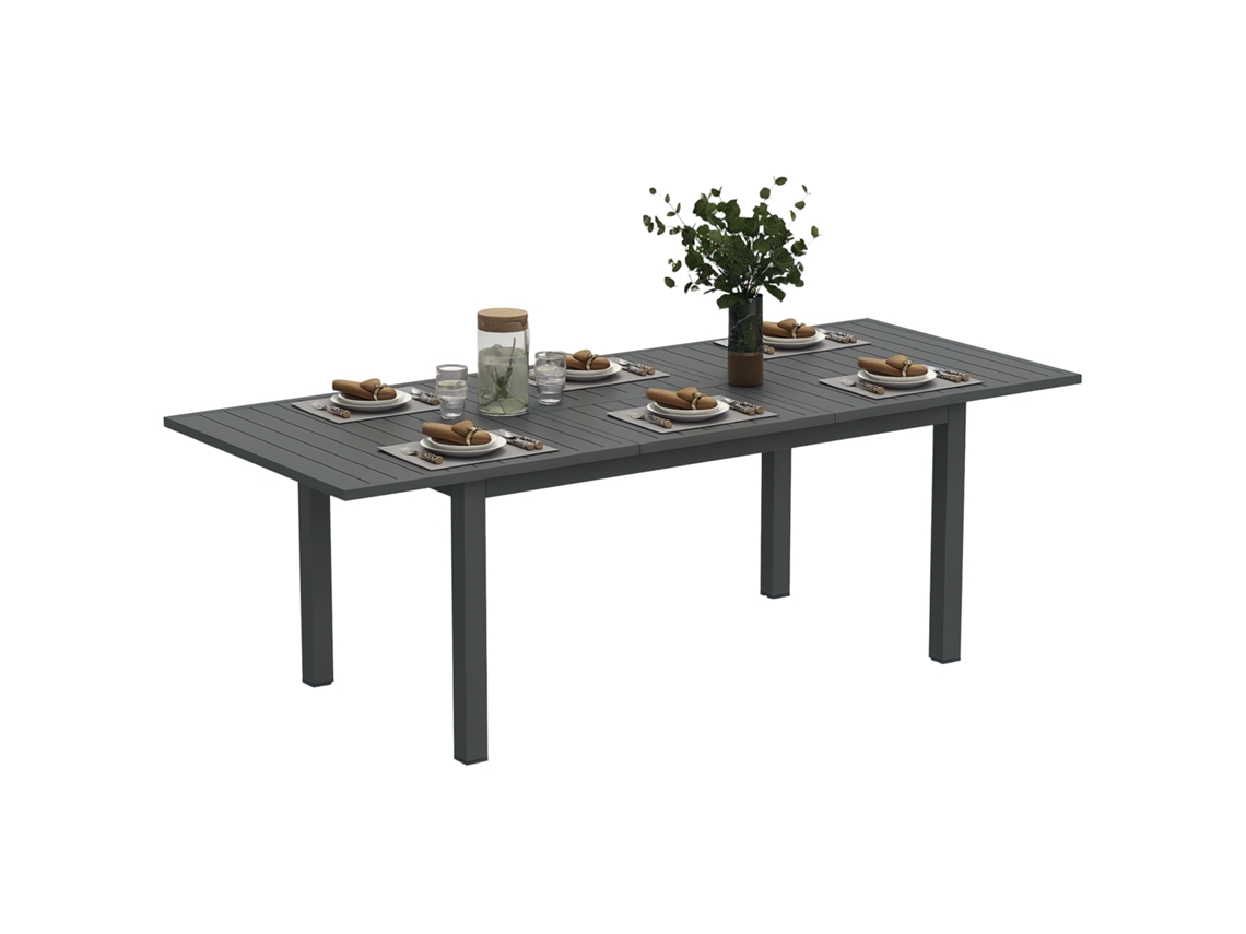 Mesa de jardim extensível em alumínio 160/220x90 cm ZENCORE SERVICES cinza