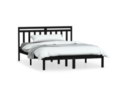 Bed Frame, Bed Frames Vidaxl Preto Madeira De Pinho (140 X 190 Cm)