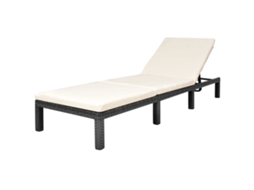 Espreguiçadeira Chaise Longue com Almofadão em Vime Pe Preto