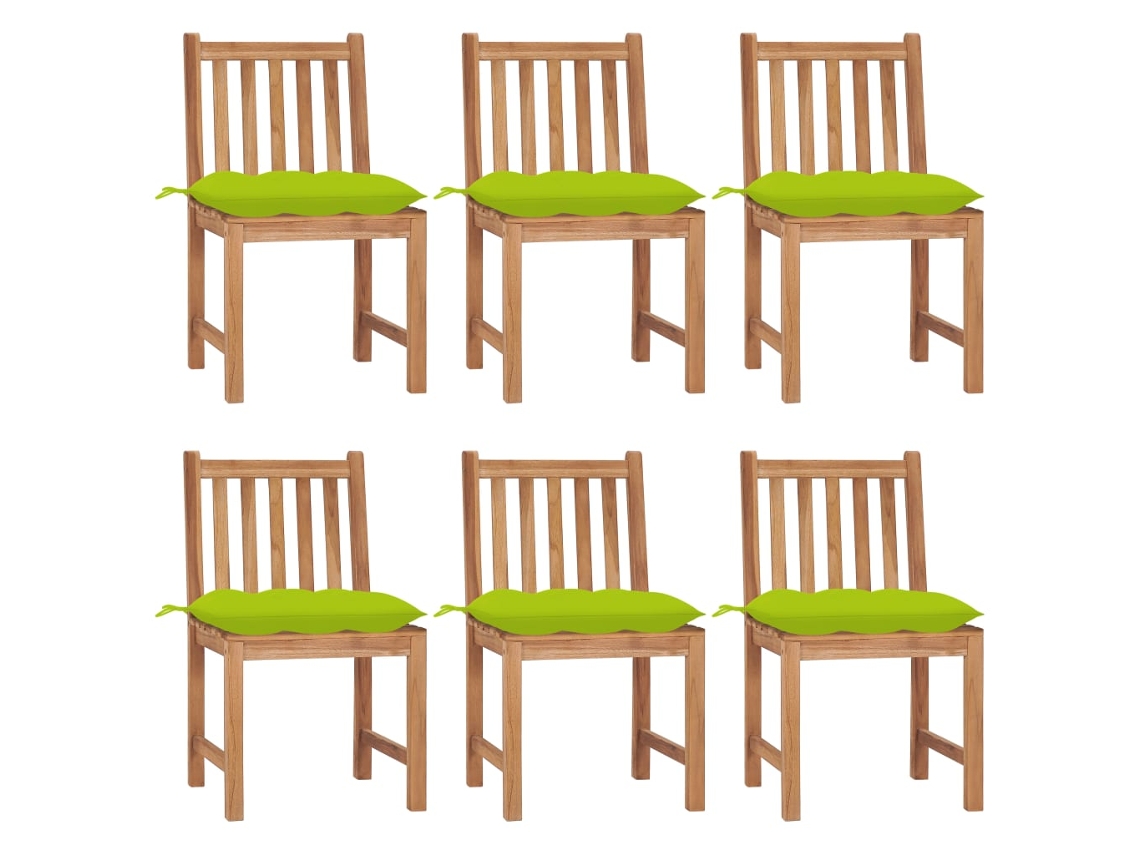 Vidaxl Cadeiras De Jardim 6 Pcs C/ Almofadões Madeira De Teca Maciça