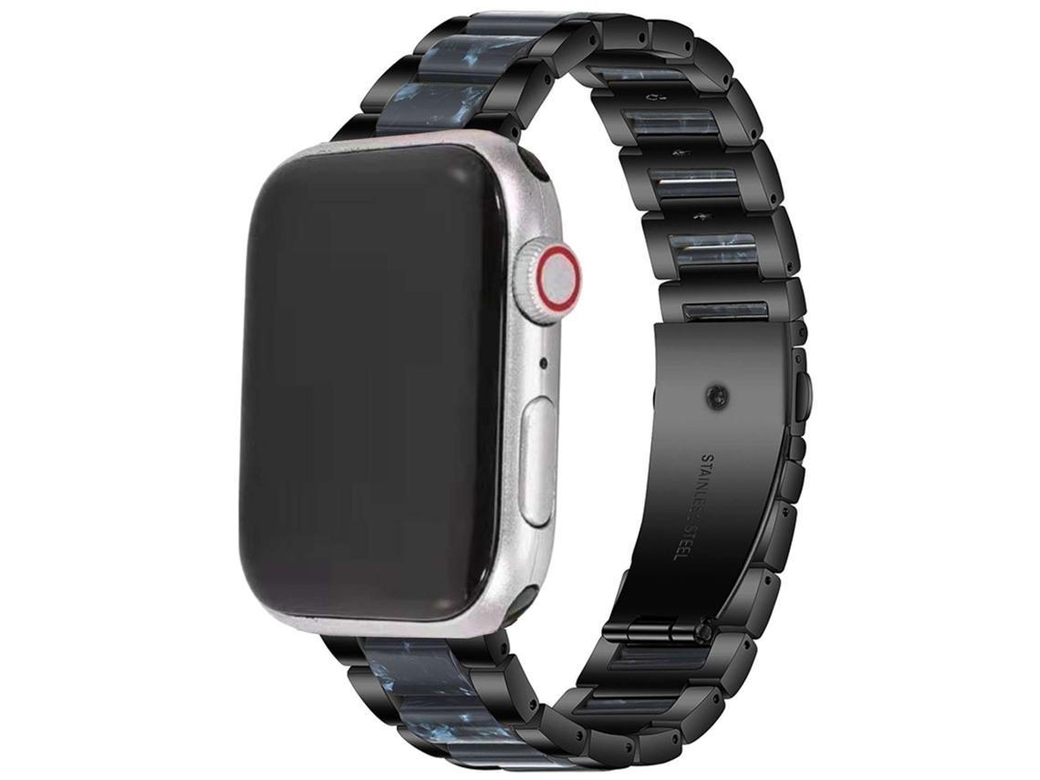 Bracelete Aço Inoxidável + Resina Safira para Apple Watch Series Se 44Mm