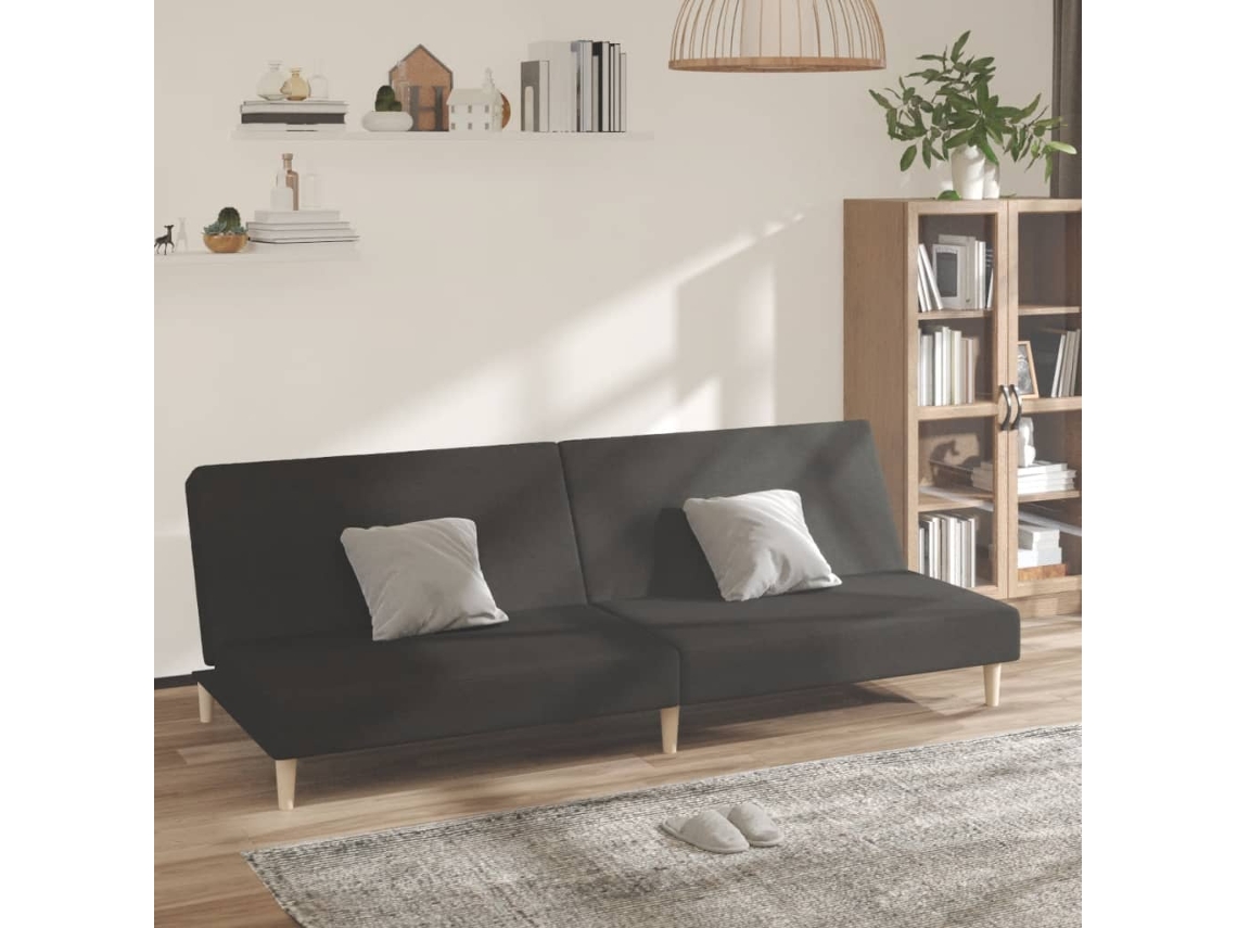 Vidaxl Sofá-cama De 2 Lugares Tecido Preto