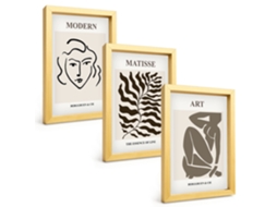 Composição De Quadros Gráficos, Linhas E Figuras Elegantes Espelharte (3 Peças 20x30 Cm)