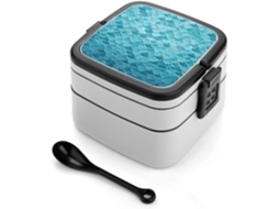 Blue Waves Squama Marmita Bento De Camada Dupla Com Design Moderno E Minimalista, Empilhável, À Prova De Vazamentos