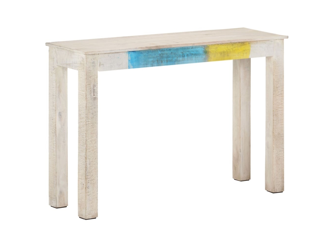 Vidaxl Mesa Consola 115x35x77 Cm Madeira De Mangueira Áspera Branco
