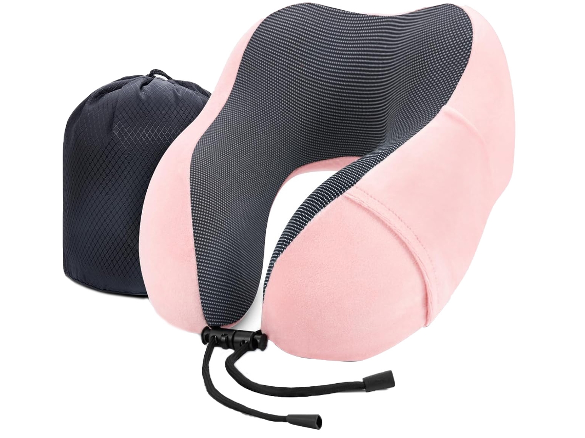 Travesseiro De Viagem Em Espuma Viscoelástica Macia Com Suporte, Formato U, Carro, Escritório, Casa, Etc, Rosa