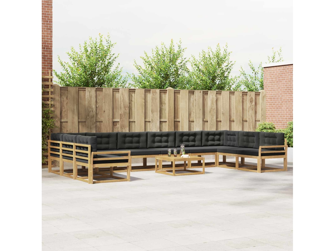 Vidaxl Conjunto De Sofás Para Exterior 11 Unid. Branco E Antracite