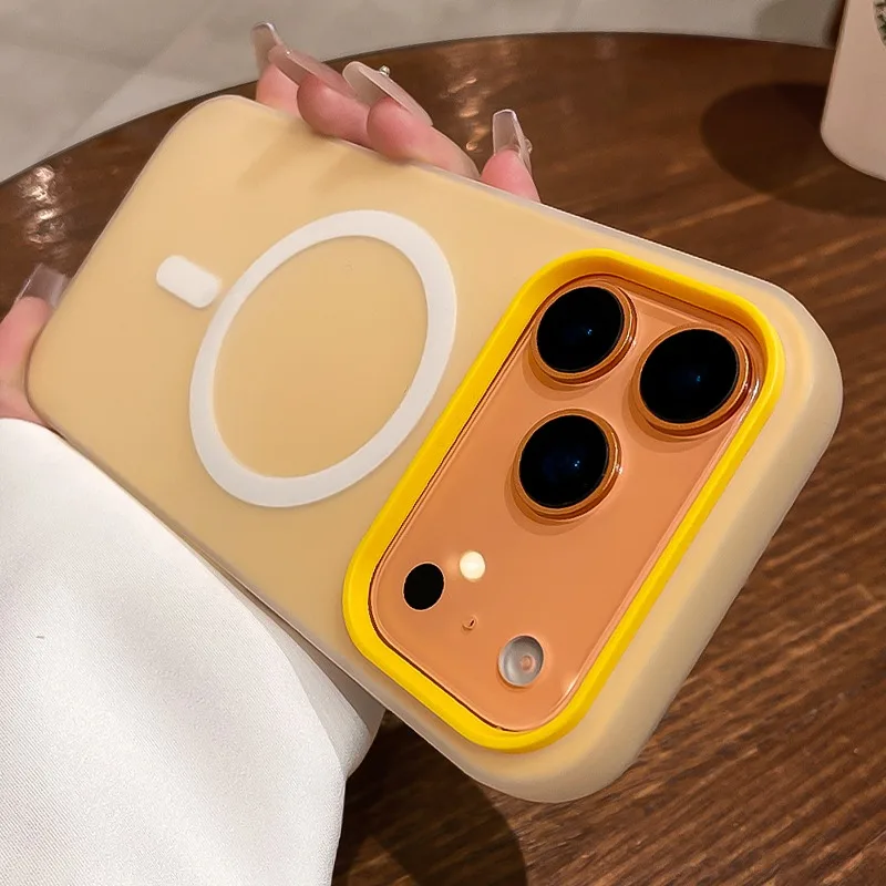 Capa Magnética 2 Em 1 À Prova De Choque Para Iphone 16 Pro Max (laranja), Com Proteção Magnética Magsafe.