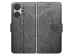 Capa Fólio Aba Palmas Vídeo Para Xiaomi Redmi 13 Pele Preto