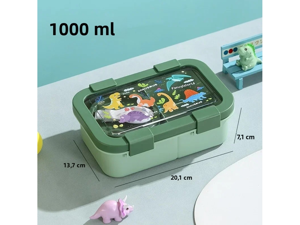 (verde 1000ml) Marmita Grande De Plástico Para Bento, Com Tigela E Colher Para Sopa.