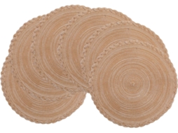 Conjunto 6 Peças Placemat Redondo Lavável Marrom Claro Isolante Térmico 36cm Dureforward