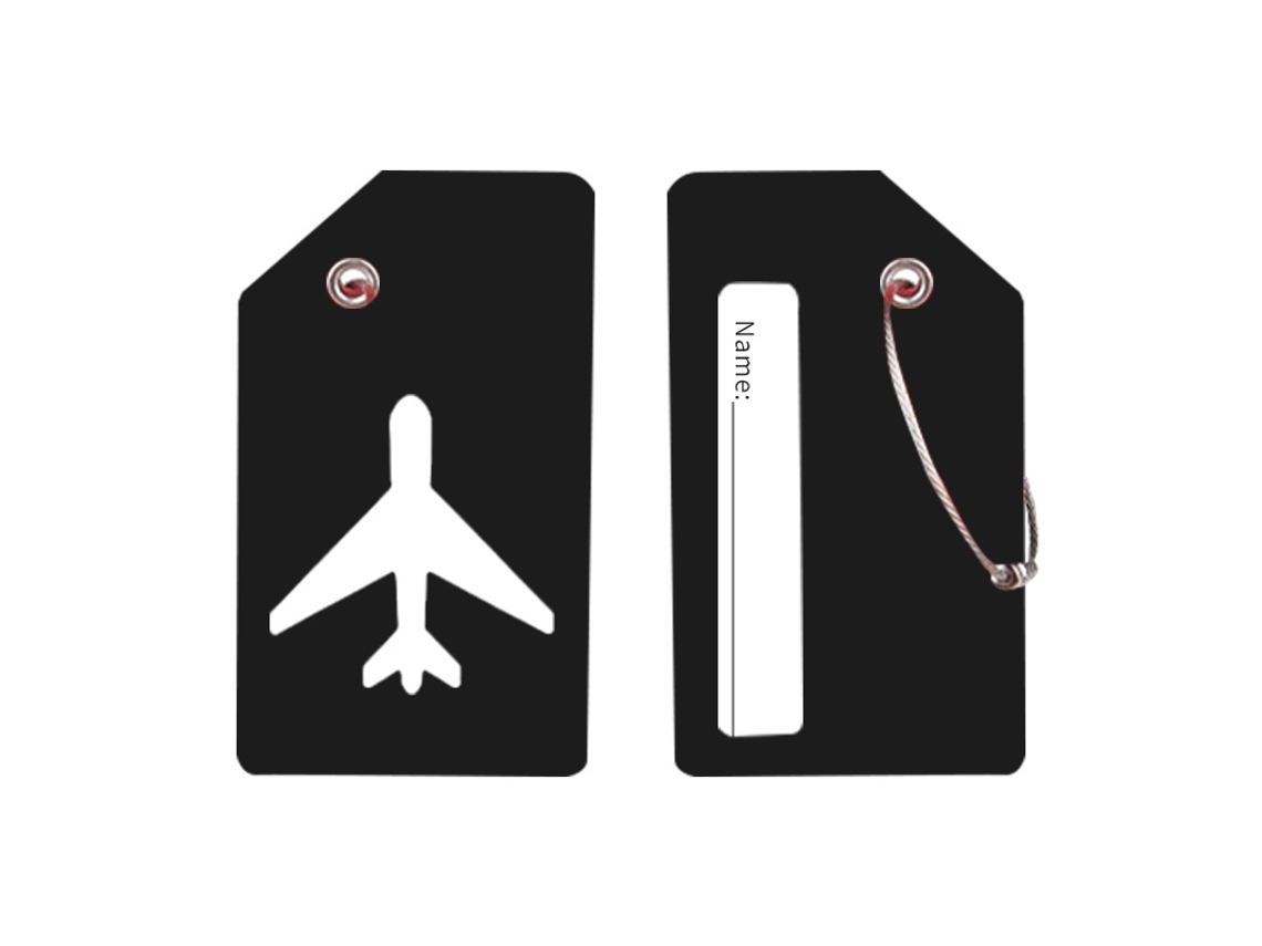 Pacote com 2 Etiquetas de Silicone para Bagagem com identificação em preto BRILVIBERA