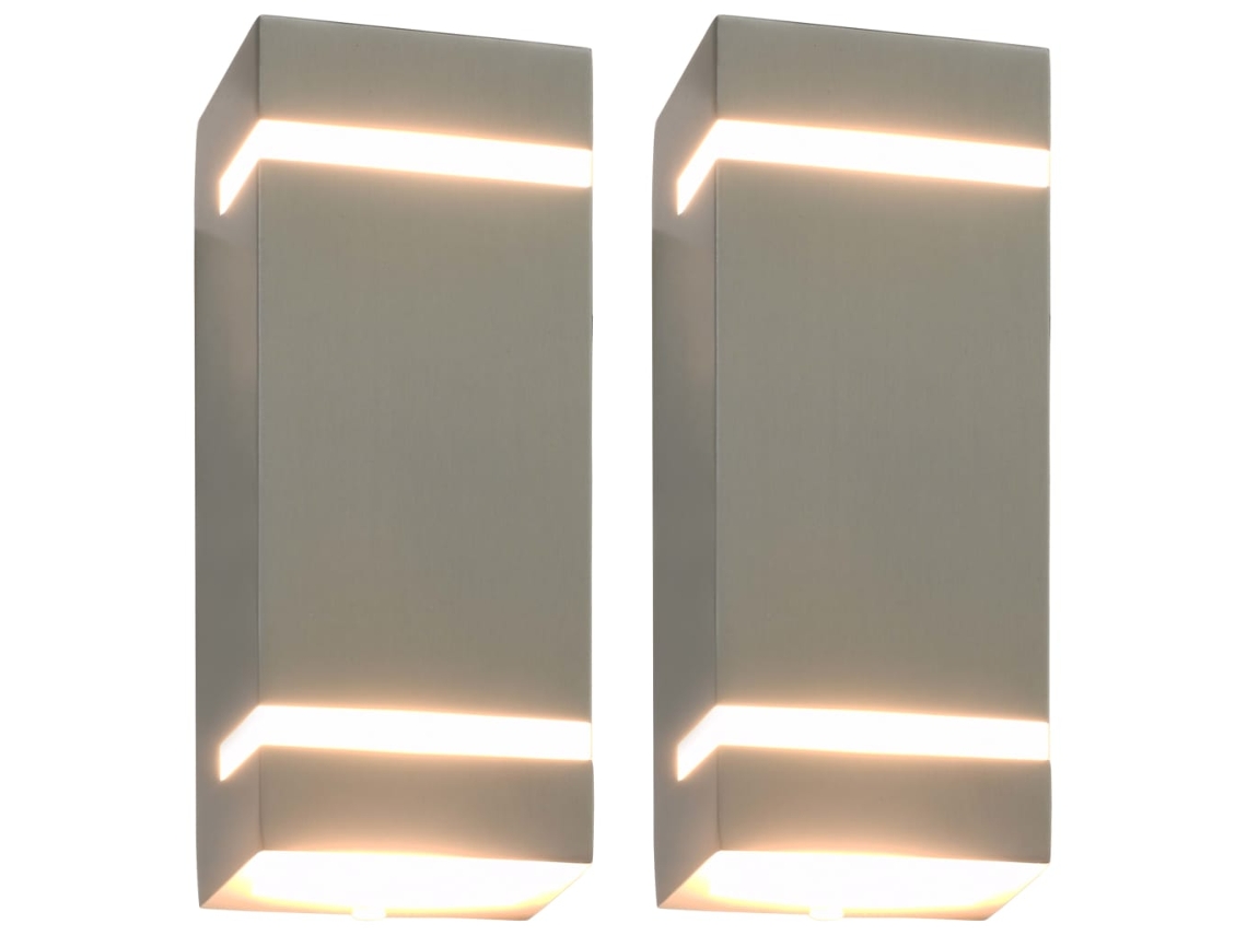 Vidaxl Candeeiros De Parede Exterior 2 Pcs 35 W Retangular Prateado