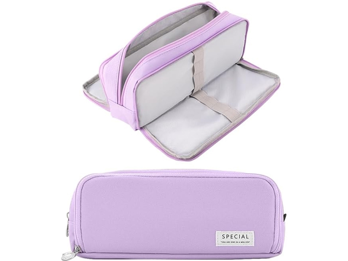 Estojo Para Lápis Roxo Meninas Adolescentes Com 3 Compartimentos E Grande Capacidade. Aquaforge