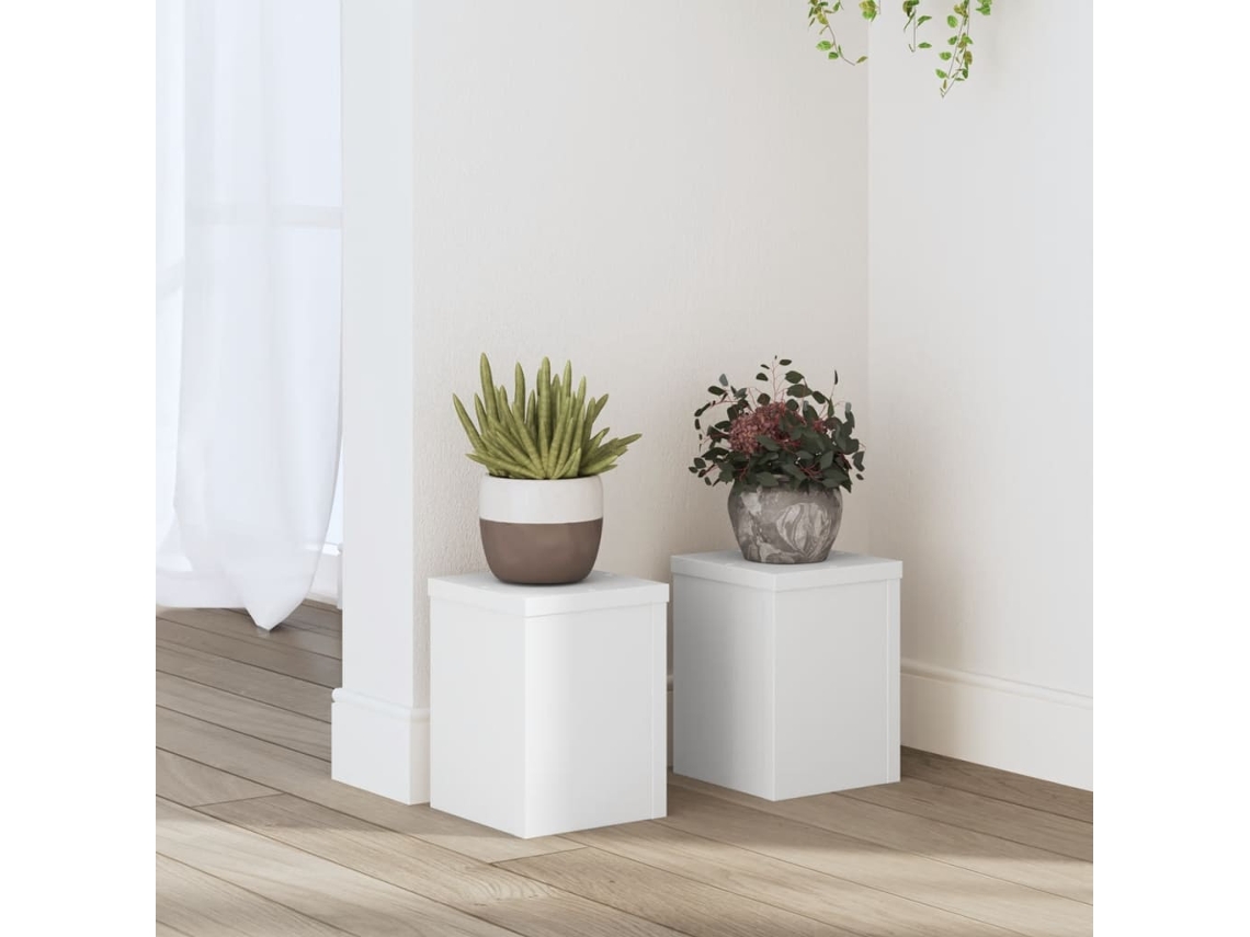 Vidaxl Suportes P/ Plantas 2 Pcs 15x15x20 Cm Derivados Madeira Branco