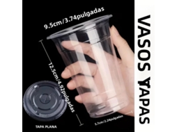 Conjunto de 50 Copos Descartáveis de Plástico com Tampa. MDUG (473 Ml)