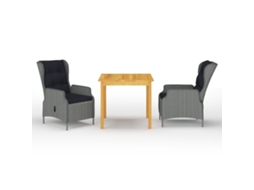 3 Pcs Conjunto De Jantar Para Jardim Cinzento Claro Dkd Home Decor