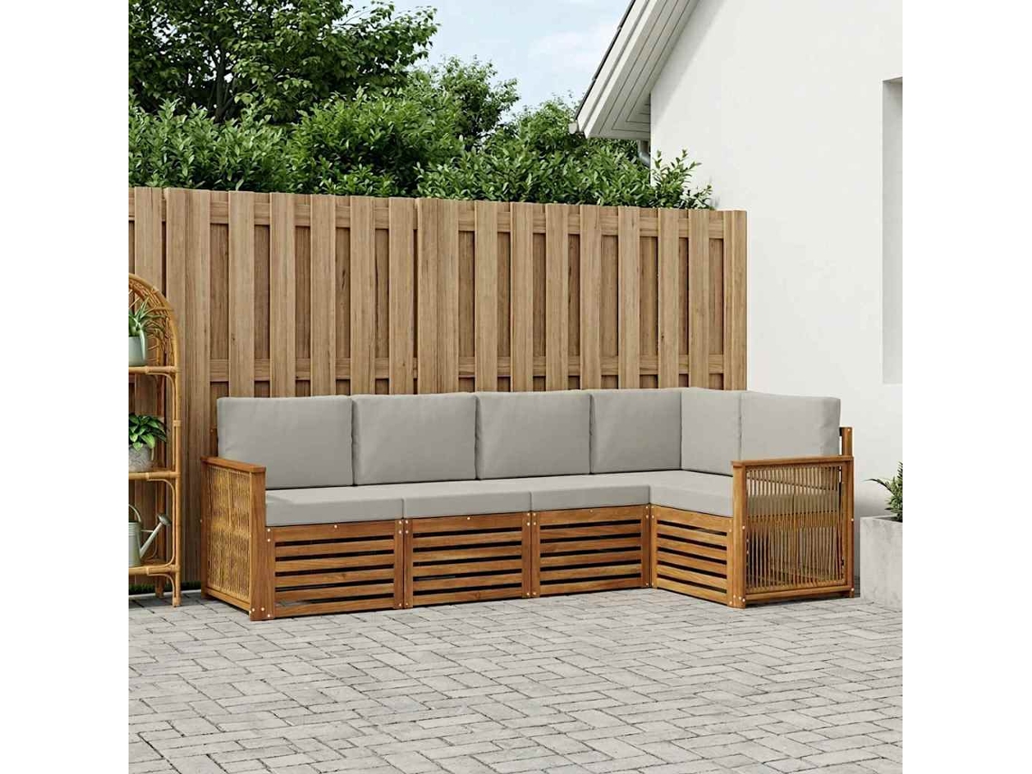 Vidaxl Conjunto De Sofá Sectional 4 Pcs Natural E Cinzento-claro