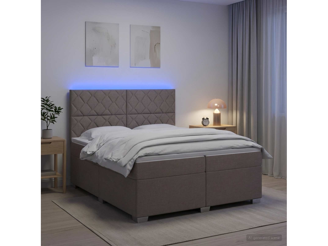 Vidaxl Cama Box Spring Com Colchão Cinzento-acastanhado 200 X 200 Cm