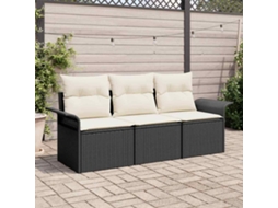 Vidaxl Conjunto de Sofá de Jardim 3 Pcs Preto Rattan Sintético