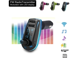 Transmissor Fm Yizhood Bt66 Dual Usb 3.5mm Aux Led Display Preto
