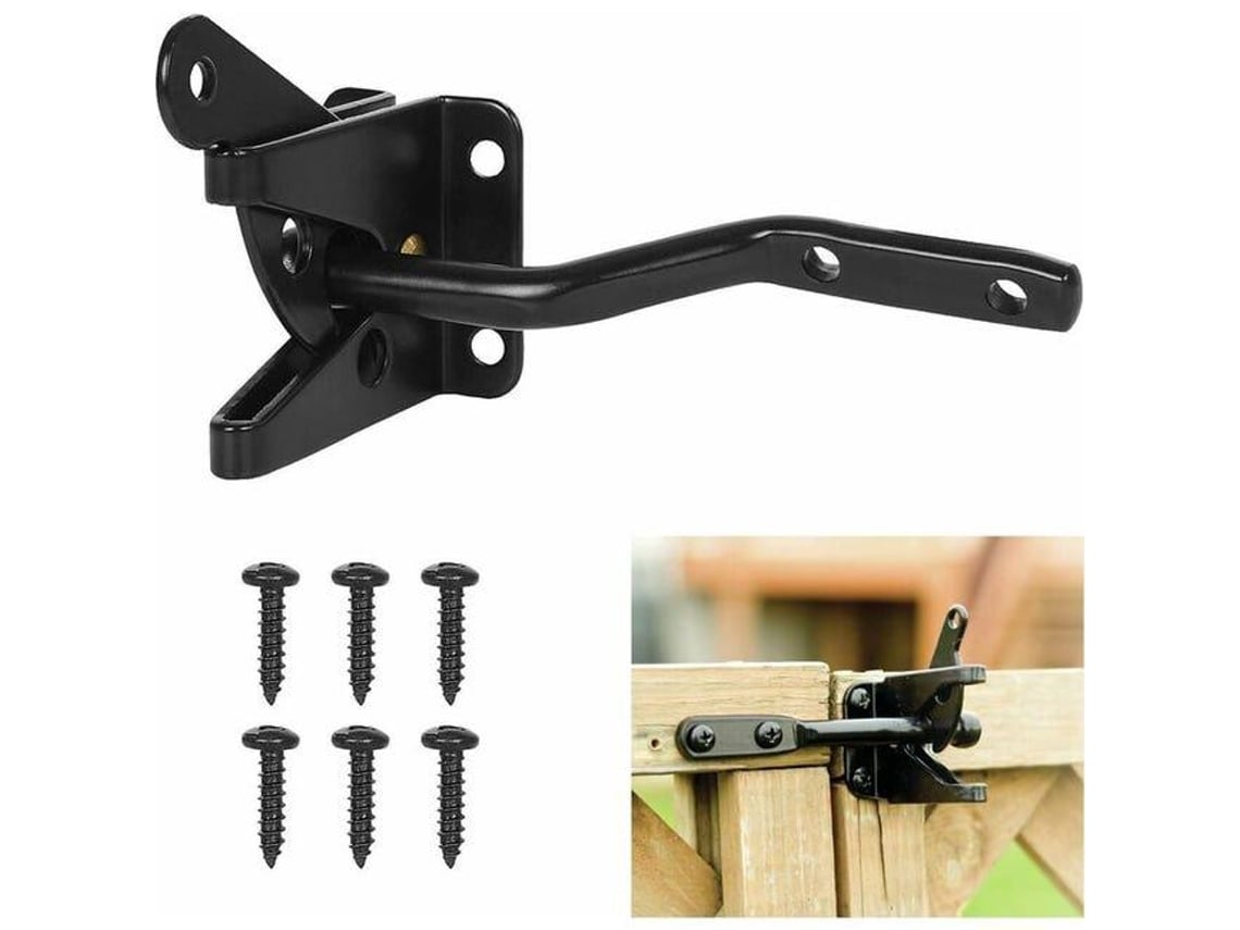 Fechadura De Portão Automática Trava De Ferrolho De Metal Trava De Aço De Gravidade Para Cerca De Jardim Preto Parafusos De Fixação Fornecid Ehstmind
