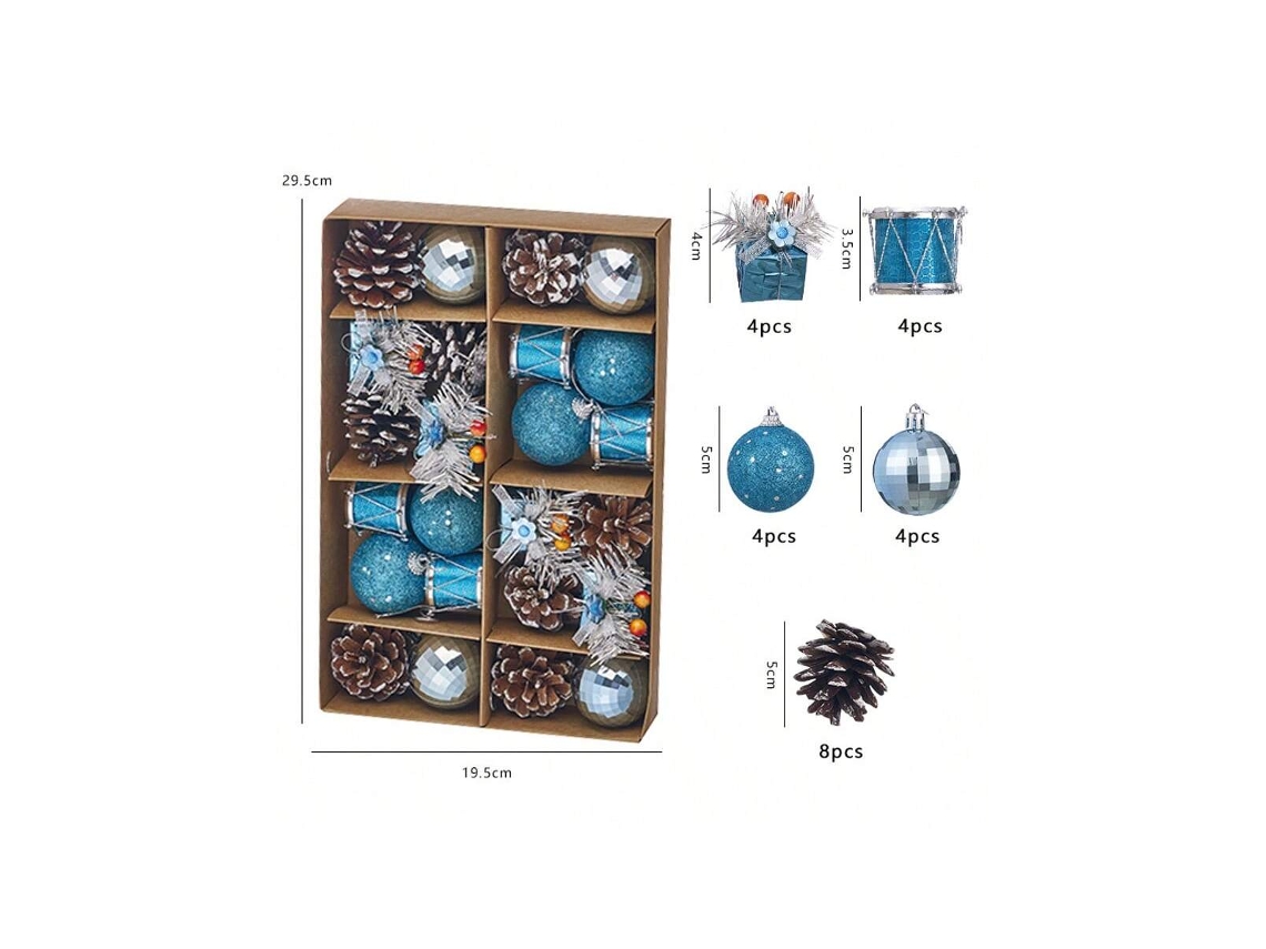 Pacote De Sino E Bola De Natal, Pacote De Pinho Com 24 Unidades Igvtrade (azul)