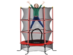 Trampolim Infantil Ø1,6x1,9 m com Rede de Segurança e Postes Acolchoados, para crianças de 3 a 10 anos, vermelho BTFORUS