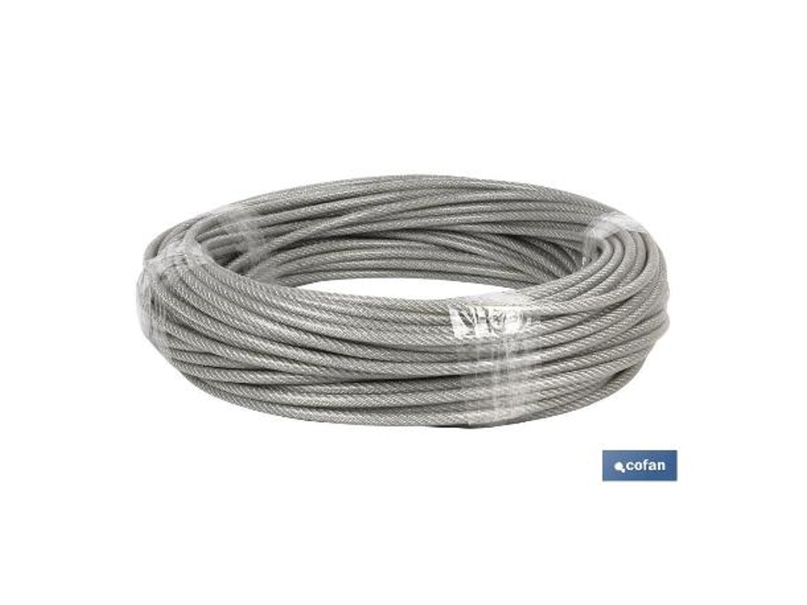 Cable acero (6mm) 4x6mm  6x7+1 plast. (50m)