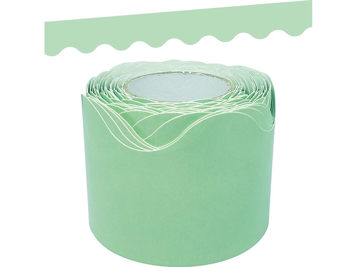 Borda Adesiva Decorativa, Adesivo Verde Menta Com Borda Ondulada, 15,24 Metros, Decore Murais, Paredes, Mesas, Janelas, Portas, Escolas E Escritórios