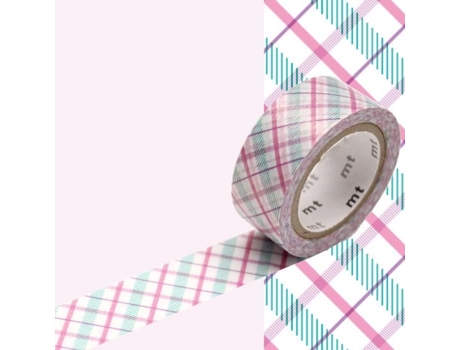 Fita adesiva MT PEARL padrão escocês / xadrez roxo rosa