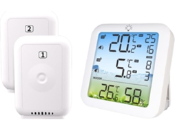 Termômetro Digital Para Geladeira Whychstore Com Sensores Sem Fio Duplos, Visor Colorido De 8, 6cm Com Alarmes De