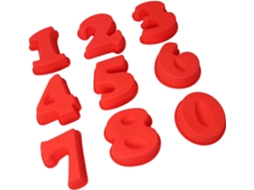 Forma De Silicone Para Chocolate Com Números De 0 A 8, 9 Peças, Vermelha.