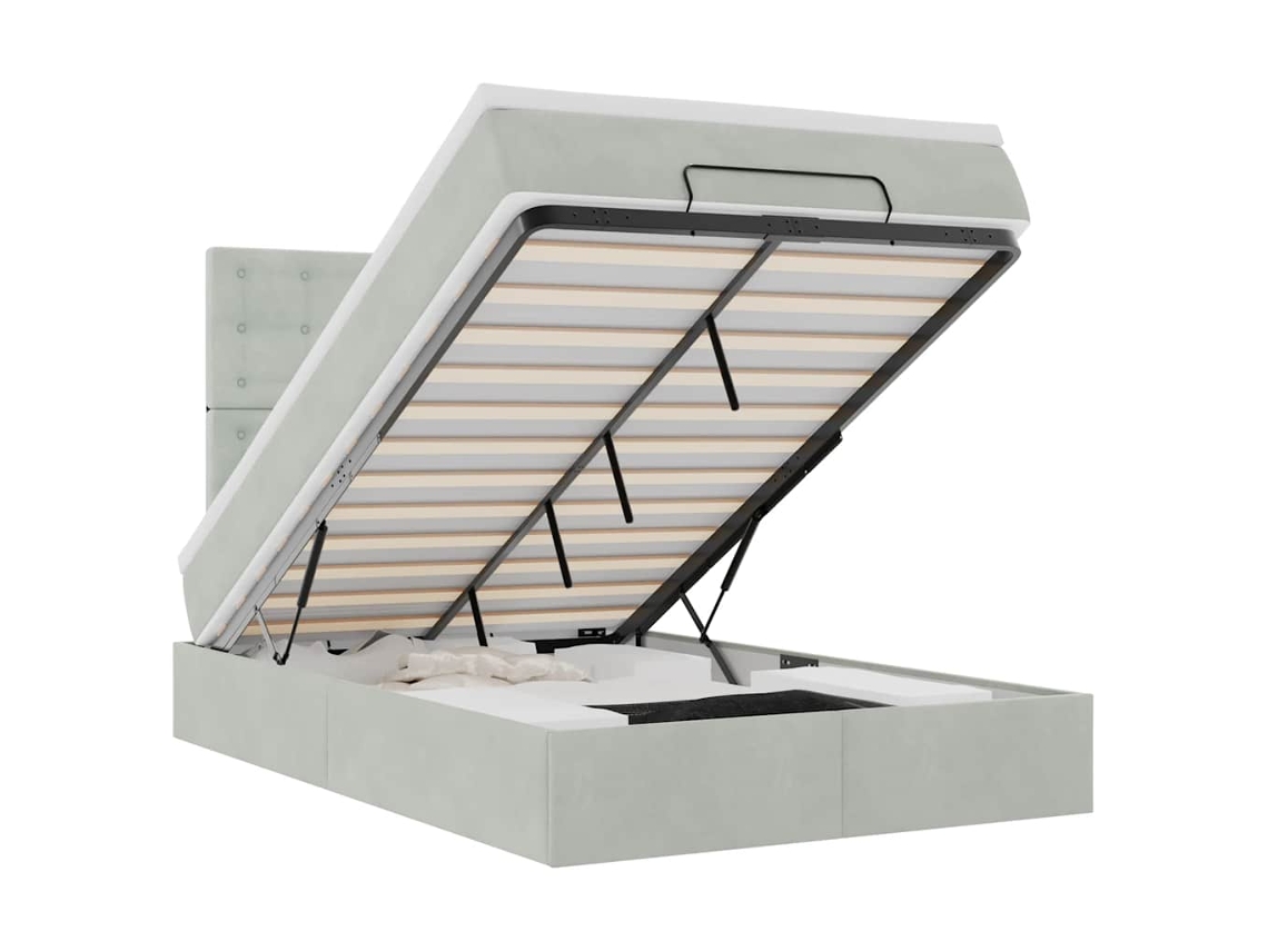 Ottoman Bed, Ottoman Beds Vidaxl Cinzeto Veludo (120 X 190 Cm)