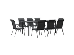 Maison Exclusive - 9 Pcs Conjunto De Jantar Para Jardim Aço E Textilene Preto