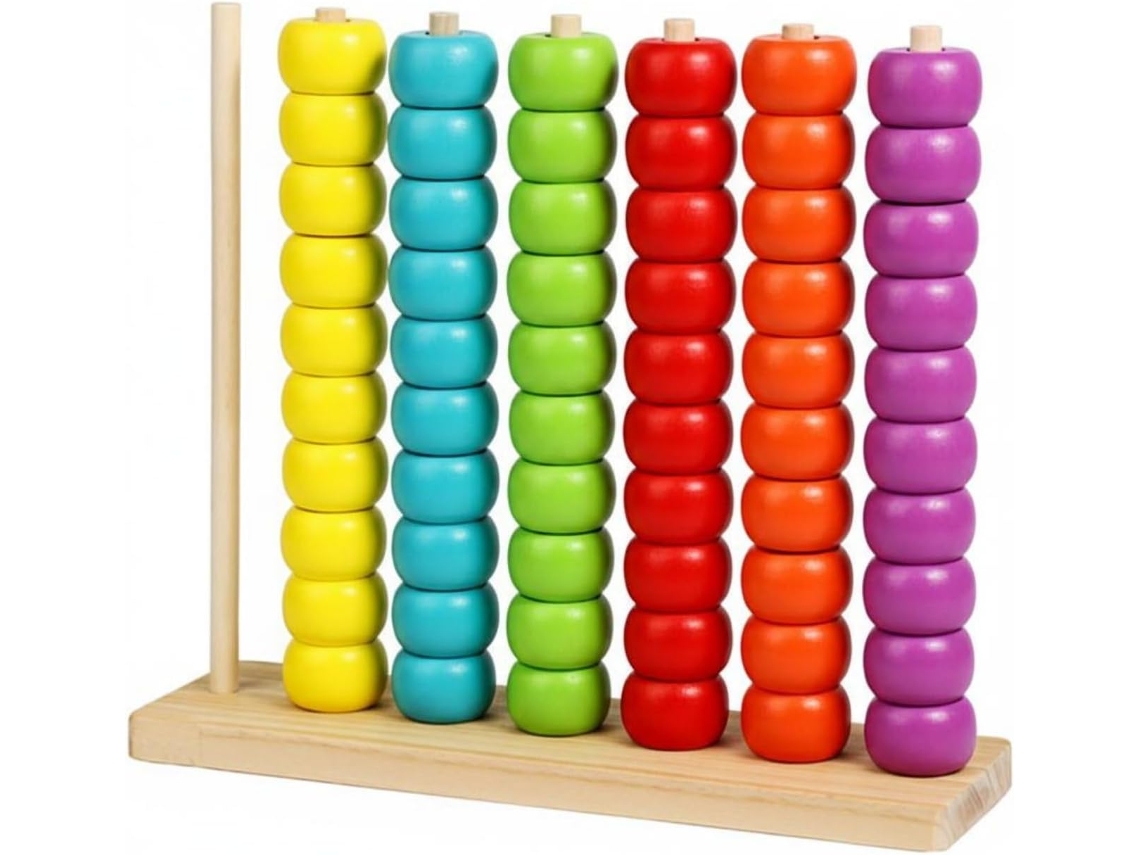 Jogo Educativo De Contas Para Crianças, Brinquedo Madeira Enfiar