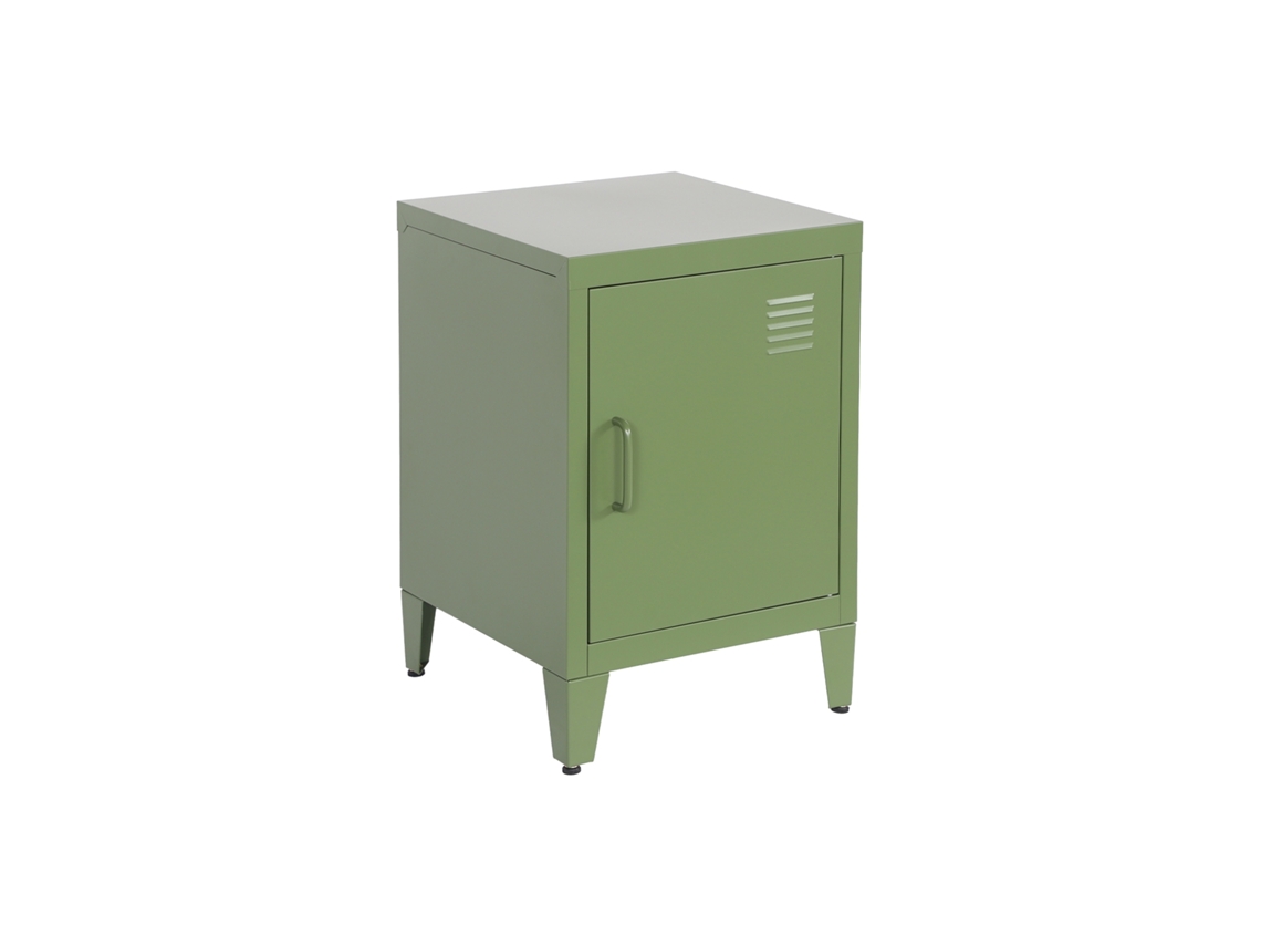 Mesa de cabeceira industrial Sweeek com 1 porta, verde cáqui