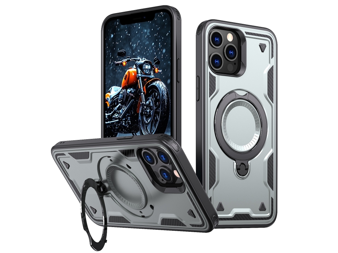 Capa Armor Híbrida Pc Tpu Para Iphone 12 Pro Max - Suporte De Anel Magsafe