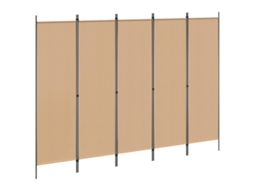 Vidaxl Divisória De 5 Painéis Bege 250 X 180 Cm Tecido