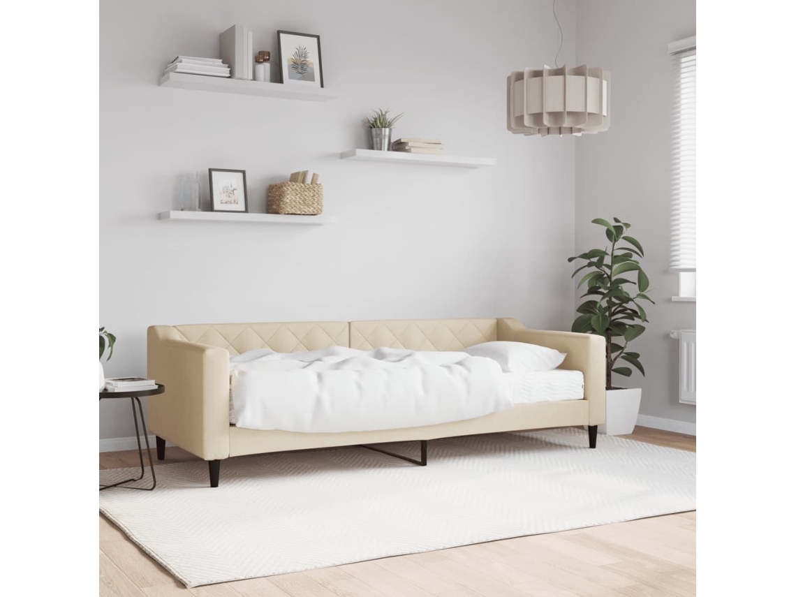 Vidaxl Sofá-cama Com Colchão 80x200 Cm Tecido Cor Creme