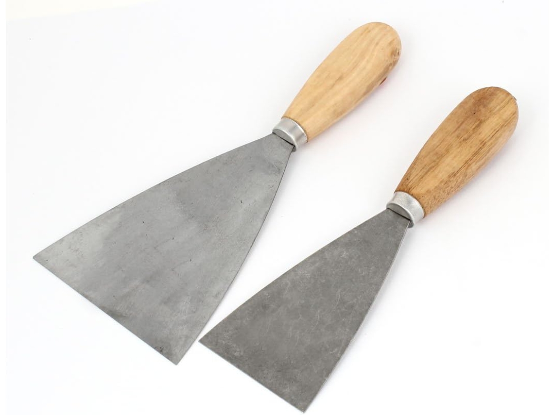 Peças de Raspador Massa para Reparo Drywall com Lâmina Metal Larga 2,5" e Cabo Madeira 4" CHABERLU