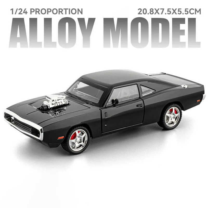 (charger Preto) Escala 1:24 - Miniatura De Carro Esportivo Em Liga Metálica - Som E Luz
