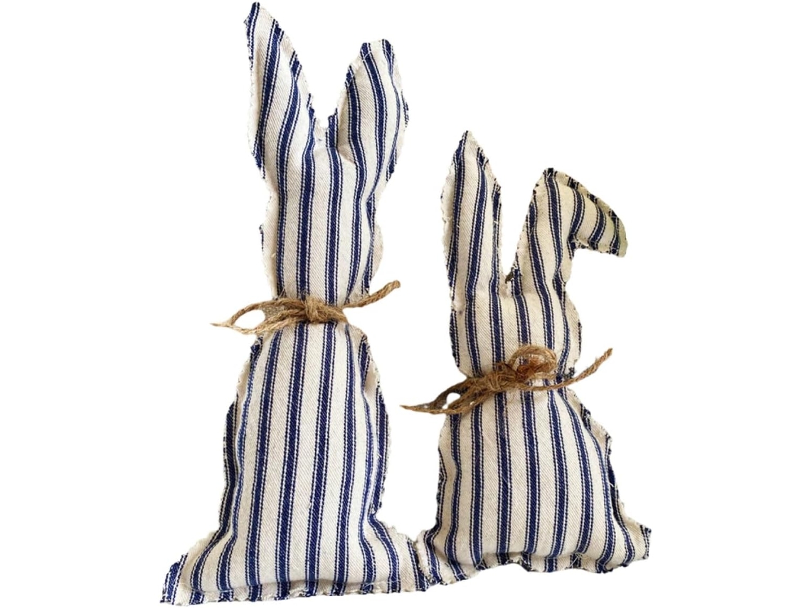 Conjunto 2 Coelhinhos Tecido Decoração Páscoa Ideais Artesanato Enfeite Exclusivo Coelho Algodão Festas Azul GOKOCO