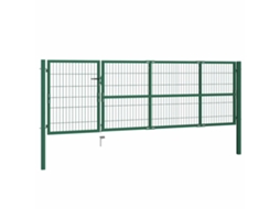Portão de jardim com postes 350x100 cm Aço Verde. EXCLUSIVO DA MAISON