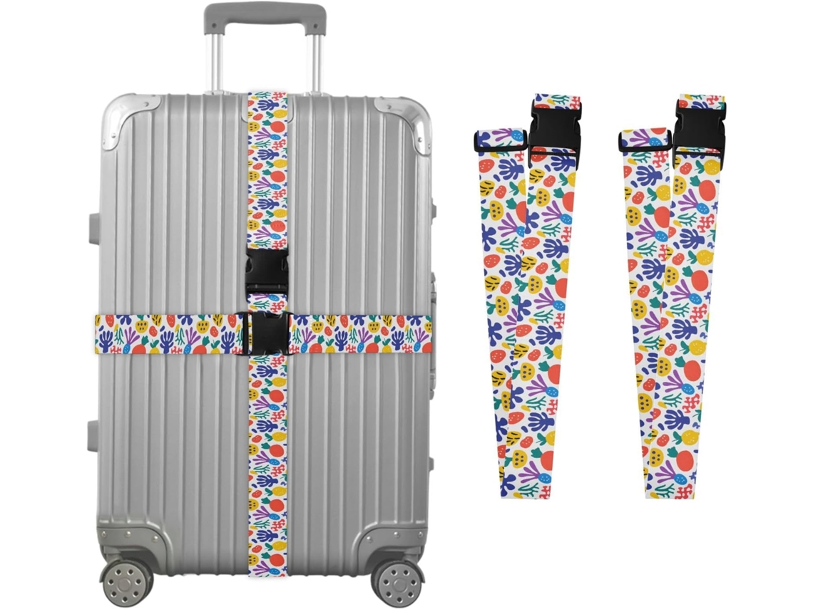 Conjunto De 2 Cintas Bagagem Com Estampa Frutas Em Coral, Ideais Para Malas De Viagem Cintas Ajustáveis E Resistentes