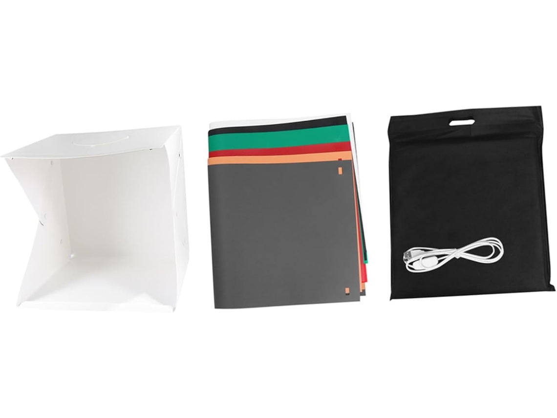 Mini Caixa de Fotos Led Dobrável de 40 Cm com 2 Barras de Luz Ajustáveis e 6 Telas. SFUSHOS