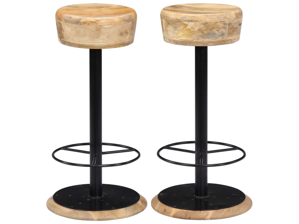 Vidaxl Cadeiras De Bar 2 Pcs Madeira De Mangueira Maciça