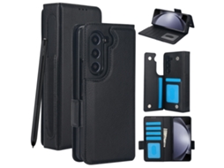 Capa Em Couro Pu Para Samsung Galaxy Z Fold 6 , Com Porta Cartões E Compartimento Para S Pen Preto Panoona