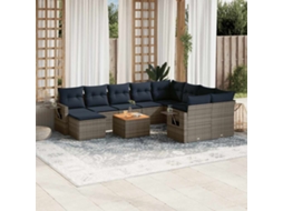 Vidaxl Conjunto De Sofá De Jardim Com 11 Peças E Almofadas Em Rattan Sintético Cinza