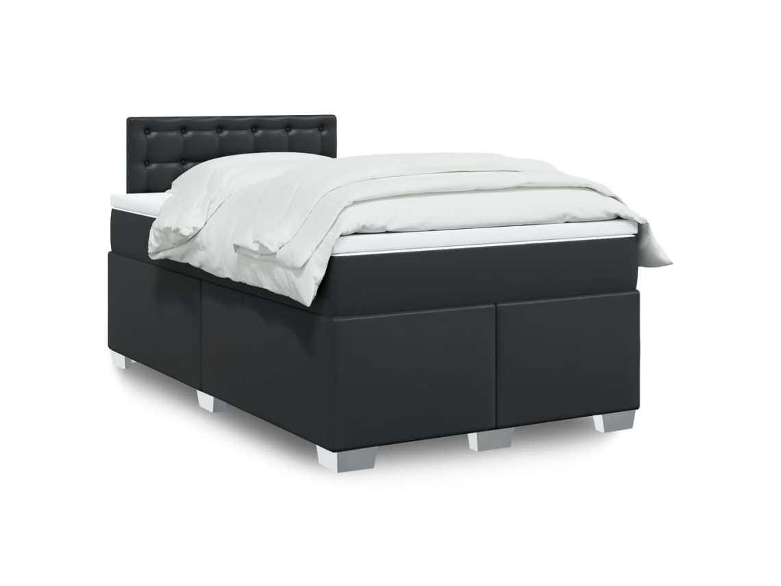 Vidaxl Cama Com Molas/colchão 120x200 Cm Couro Artificial Preto